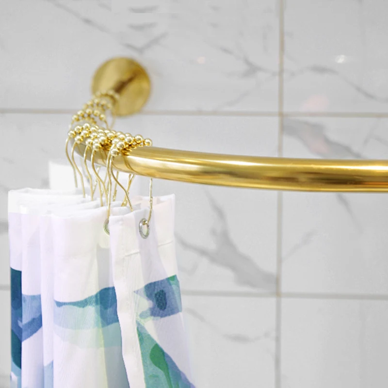 

Stainless Steel 120-165cm Adjustable Luxury Gold Curved Shower Curtain Rod Punch-Free Suction Cups Rail For Bathroom,Locker Room
