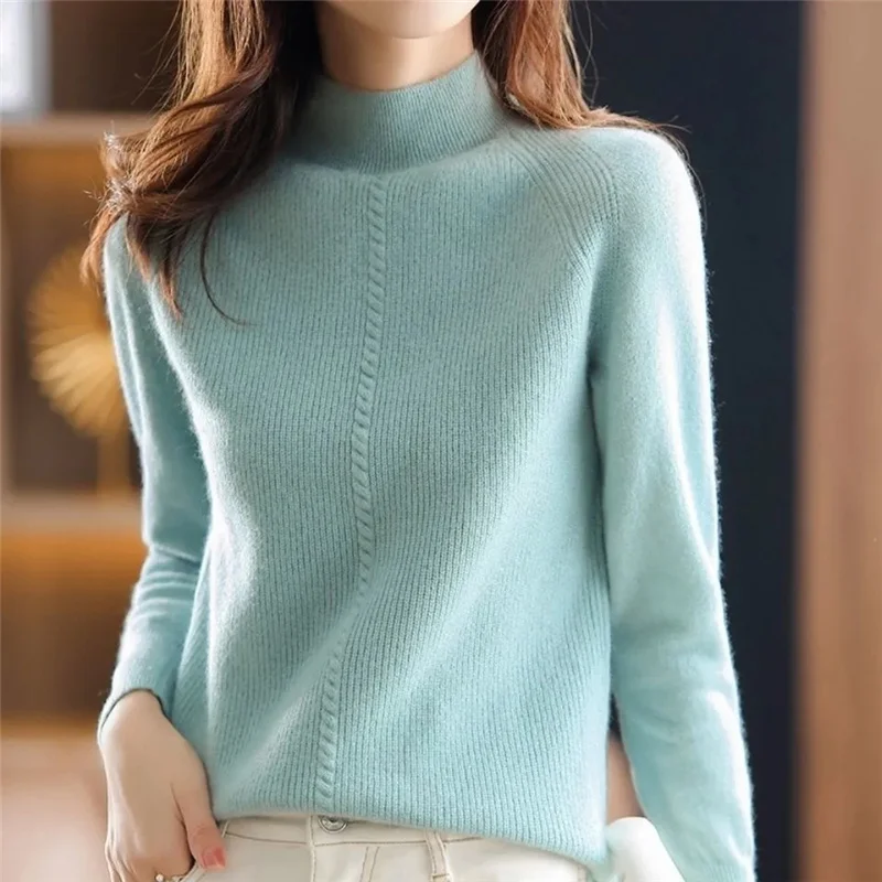 

2023 зимние женские свитера, кашемировый базовый свитер, пуловер, вязаная водолазка, Повседневная модная однотонная трикотажная одежда, топы