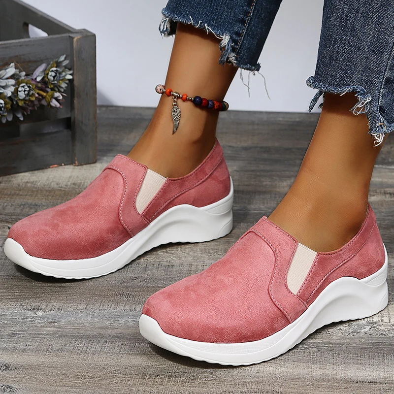 

Кроссовки женские на платформе, лоферы с эластичным ремешком, удобная повседневная светильник спортивная обувь для ходьбы, Вулканизирован...