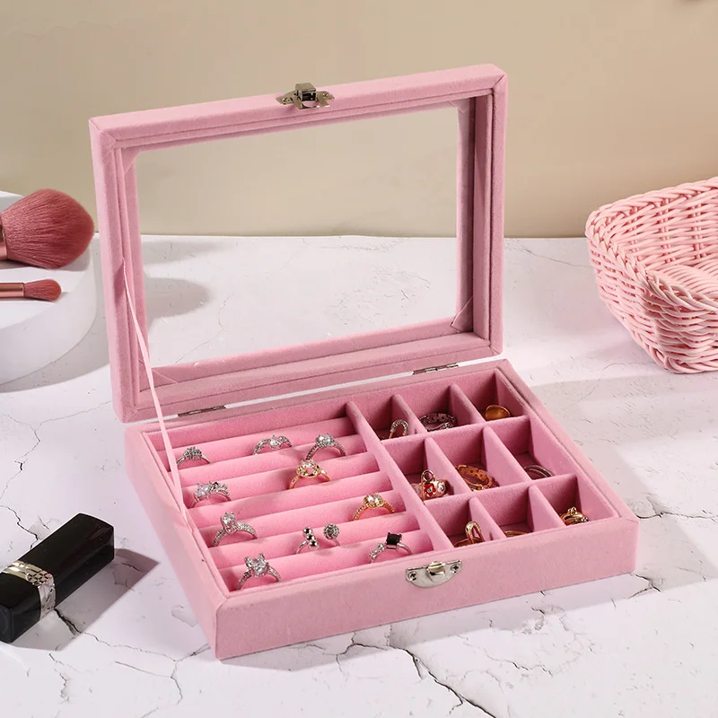 fashion simple window jewelry box Earring studs earrings necklace sorting storage box accessories organizing boxes jewelry box