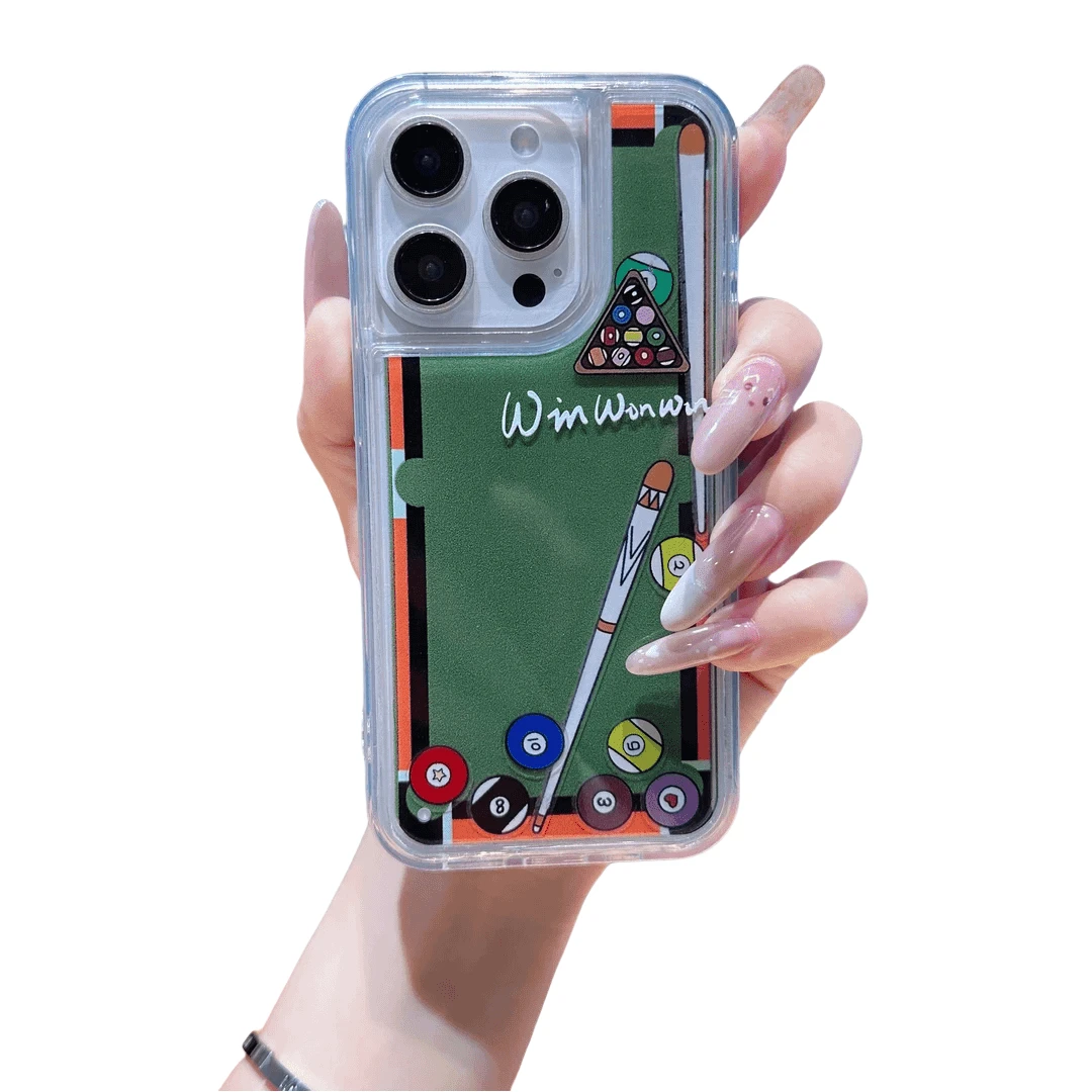 Фото Чехол для телефона с струящимся бильярдом для iPhone 16 PRO 15 14, задняя крышка для телефона 13, чехол для телефона Heaving Sand Para Capa, модный чехол с зыбучим песком №1