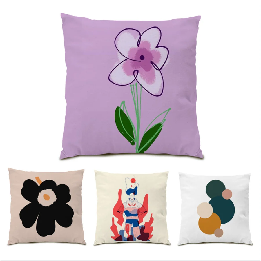 

Polyester Linen Decoration Home Decor Artistic Pattern Pillow Cover Abstract Living Room Decoration Velvet Pillowcase Sofa E0417