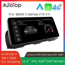 AUTOTOP 12.3" Android 11 8G+128G Car Multimedia Player for BMW 5 Series F10 F11 F18 4G Wifi Carplay Bluetooth GPS 2Din Headunit 