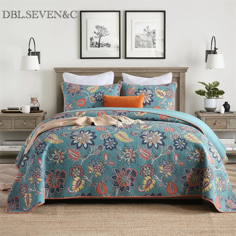 

DBL.SEVEN&C 3pcs cotton Bedspread on the bed Plaid Linens double blanket euro bed linen for home decor Bedspreads for bed cover