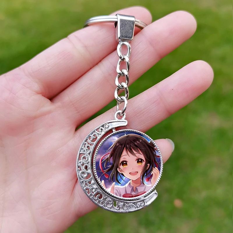 Поворотный Брелок с именем аниме Miyamizu Mitsuha Tachibana стеклянный брелок коллекция