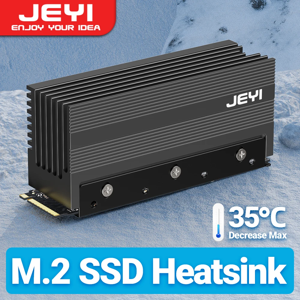 JEYI M.2 2280 SSD HeatSink Cooler, Heavy Duty Aluminum Convective Heat Sink, Passive Heat Sinks with Fins, (35℃ Decrease Max)