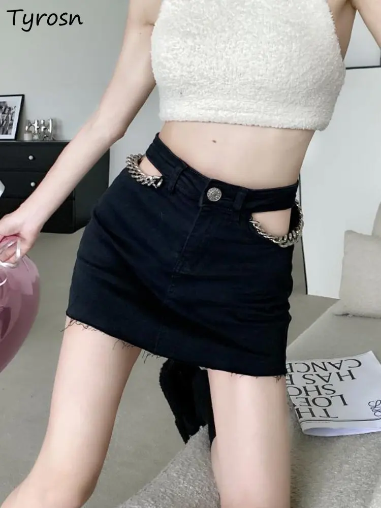 

Мини-юбка женская облегающая Сексуальная индивидуальная с вырезами для горячих девушек летняя креативная Повседневная универсальная уличная одежда Ulzzang джинсовые юбки