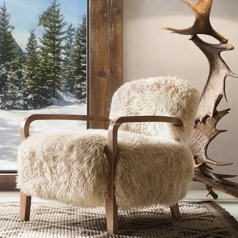 

Creative Light Luxury Fabric Living Room Chairs Modern Home Furniture Simple Living Room Bedroom Wooden Leisure Chair with Pedal