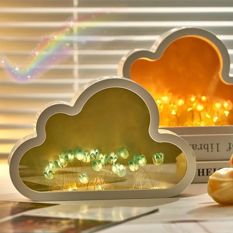 

Cloud Tulip Mirror Small Night Light Cloud Tulip DIY Lamp DIY Tulip Lamp Decors Living Room Bedside Desktop Ornaments Home Decor