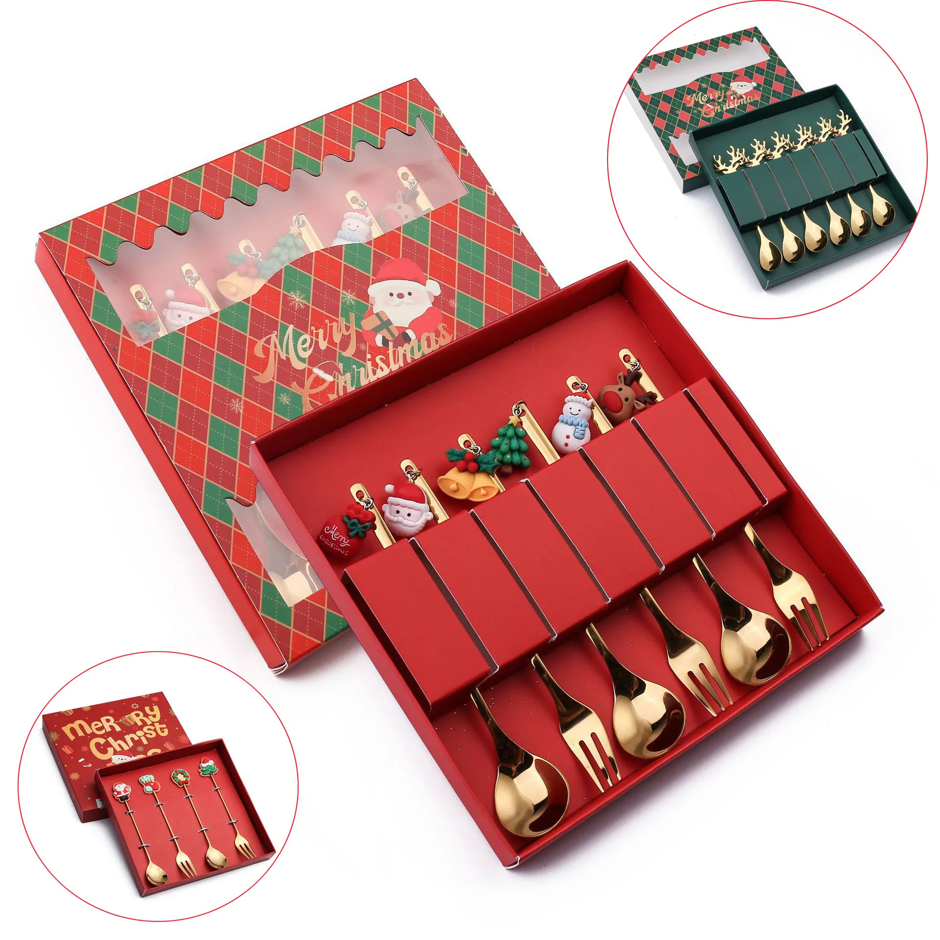 Stainless Steel Christmas Coffee Spoon Ice Cream Soup Sugar Dessert Tea Spoons Tableware