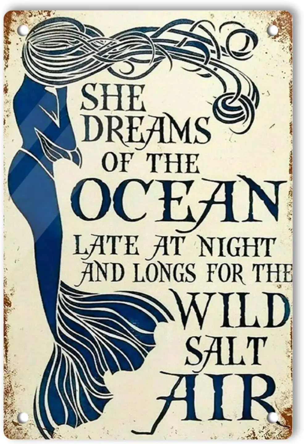 1b Русалка она мечтает океана ретро жестяные знаки винтажные украшения