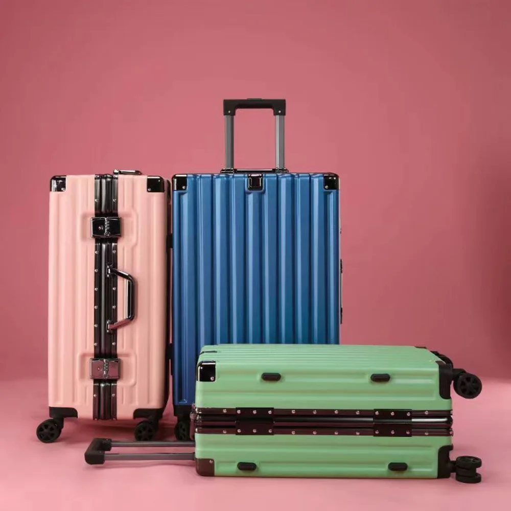 Luggage Fixed belt Wide Handle Suitcase Men Carry-On Luggage Women Travel Trolley Case 20 Inch Cabin PC Aluminum Frame