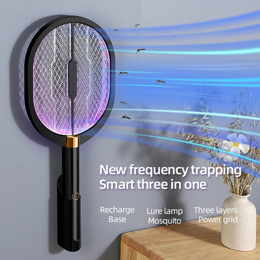 

USB Rechargeable Mosquito Insect Racket Trap 3 In 1 Home Electric Fly Bug Zapper Racket Portable Mosquitos Killer Pest Control