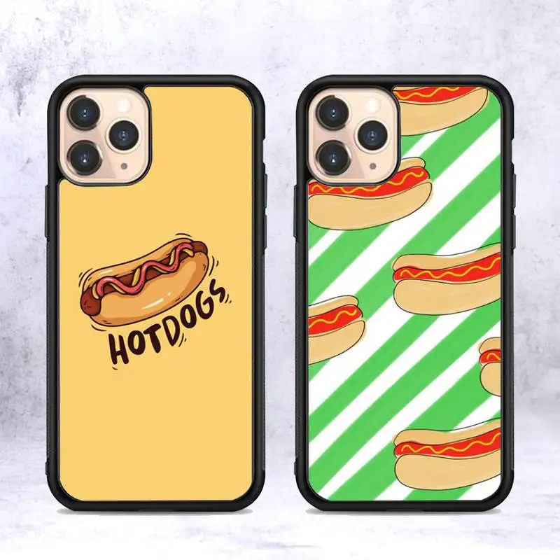 

RuiCaiCa Hot dog Phone Case Silicone PC+TPU Case for iPhone 11 12 13 Pro Max 8 7 6 Plus X SE XR Hard Fundas