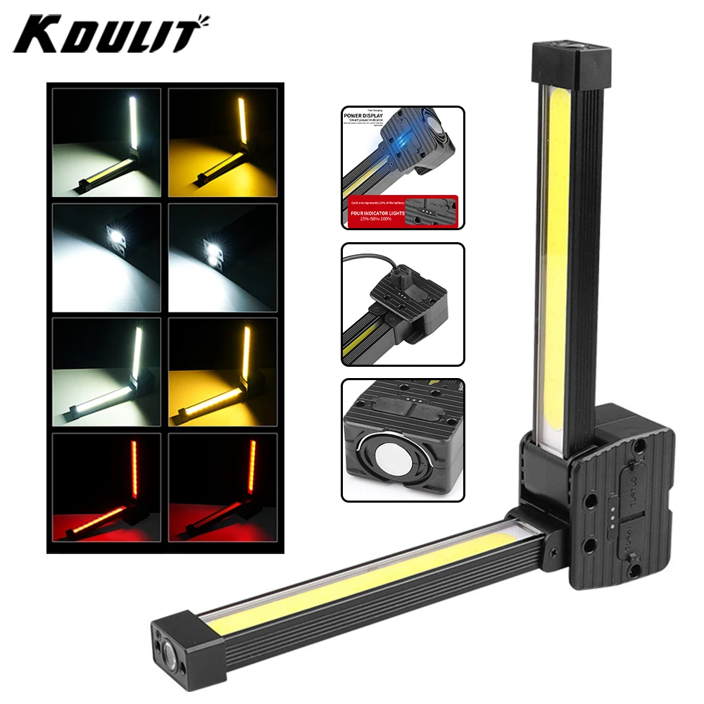 

Portable Spotlights Work Light COB LED Flashlight USB Rechargeable Magnet Lanterna Built-in Battery 3 Color Lights Camping Torch