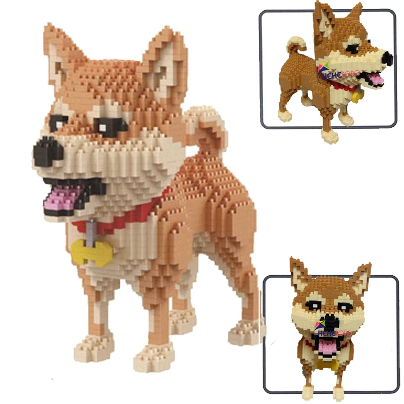 

BABU Cute Shiba Inu Mini 3D Building Blocks Cartoon Animal Model Kawaii Puppy DIY Bricks Educational Kids Toys Christmas Gifts
