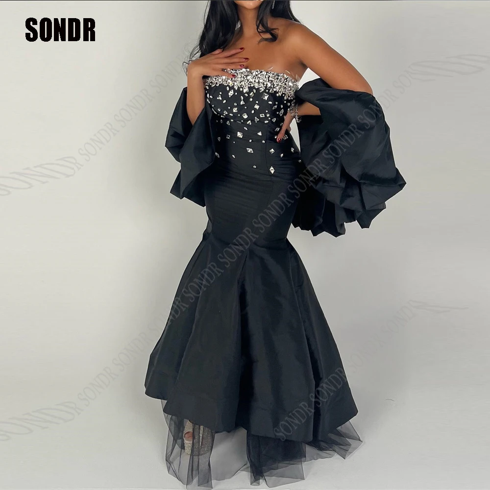 

SONDR Elegant A Line Tafftea Celebrity Party Evening Dresses Women Prom Shiny Crystals Sequins Banquet Wedding Robe Dresses