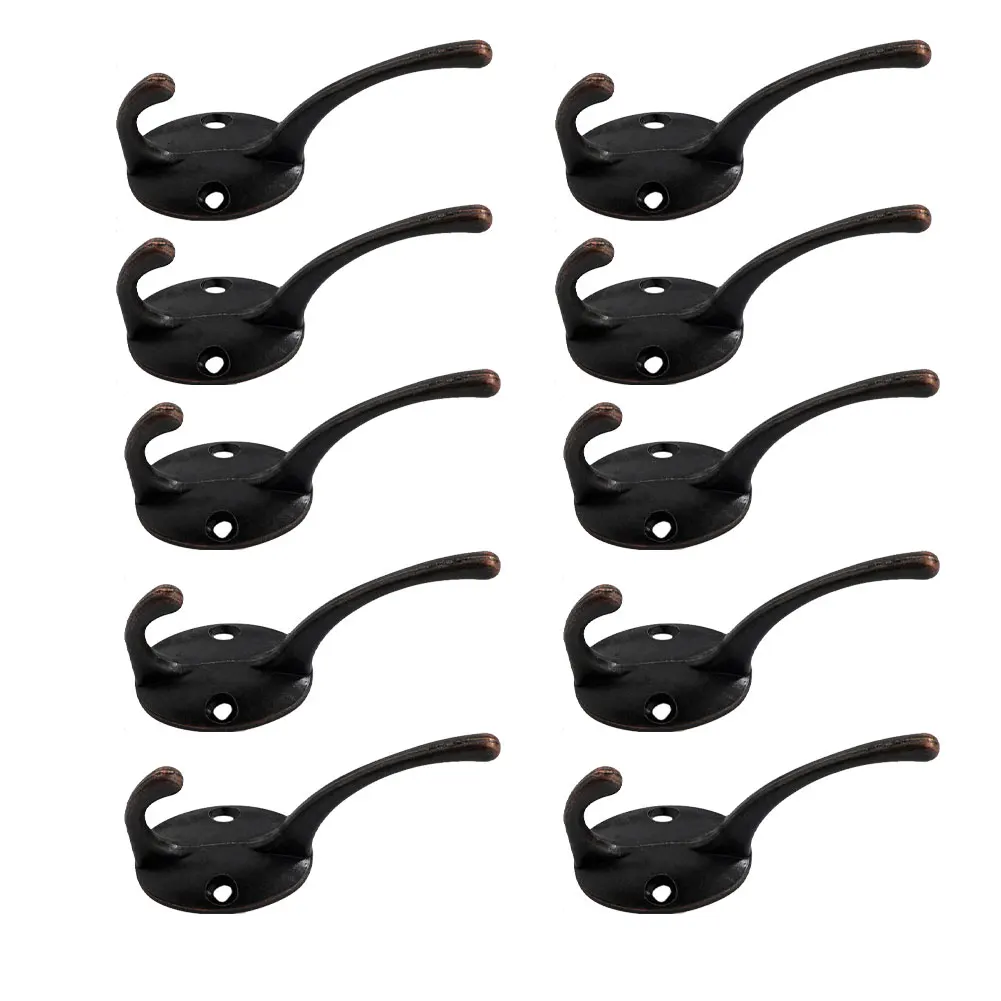 

10pcs Hooks Bronze Retro Cast Iron Vintage Rustic Iron Coat Hat Hooks Easy Install Clothes Hanger Towel Keys Wall Mounted Hooks