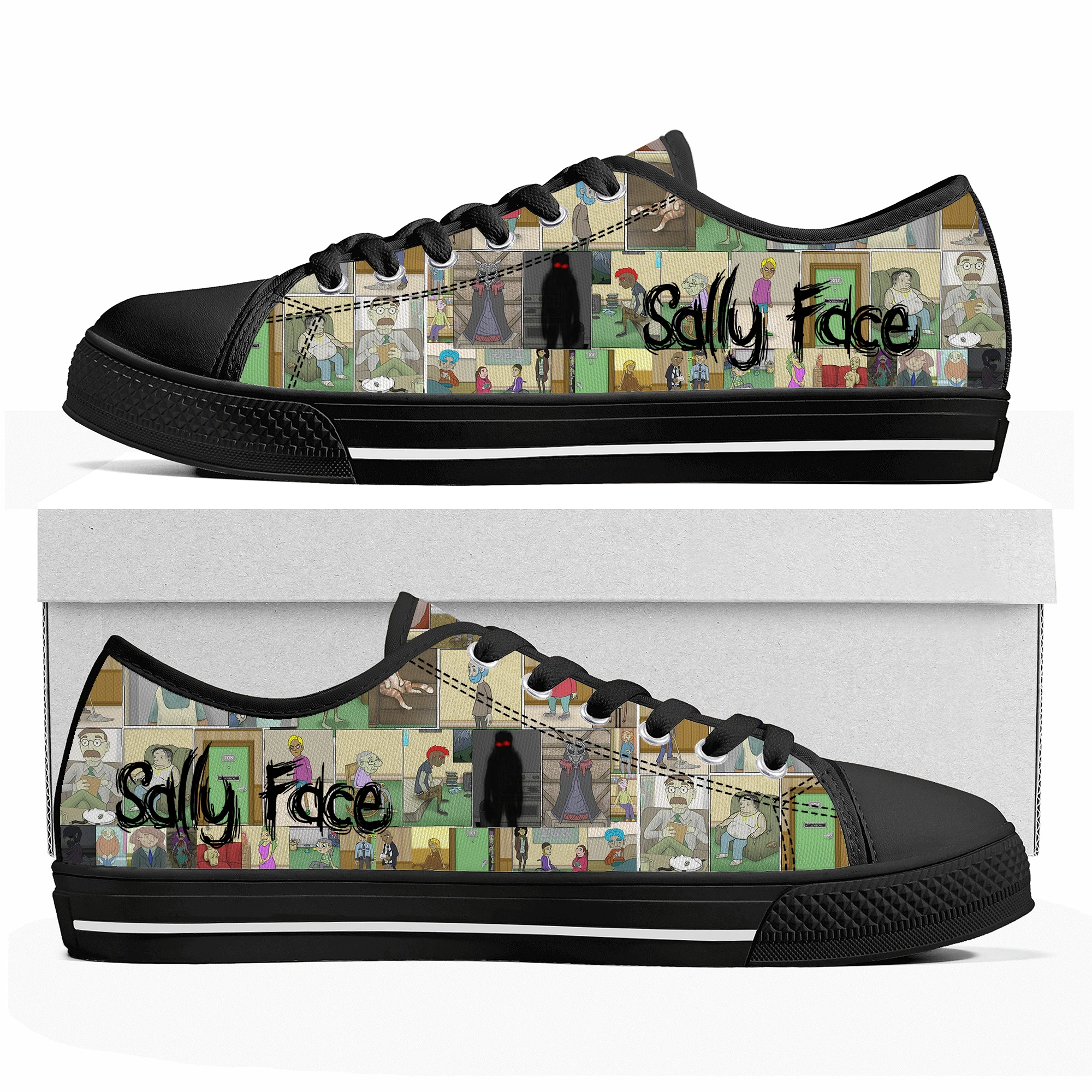 

Sally Face Custom Low Top Sneakers Hot Cartoon Game Womens Mens Teenager High Quality Shoes Casual Tailor Made Canvas Sneaker