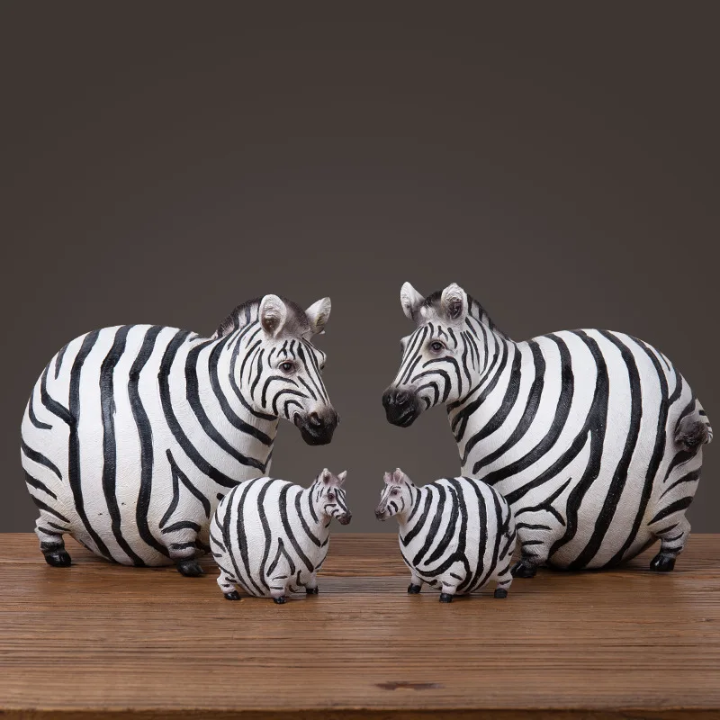 

Home Decor Resin Sculpture Pinto Crafts Lovely Big Belly Zebra Figurines Home Decoration Office Living Room Desk Modern Ornament