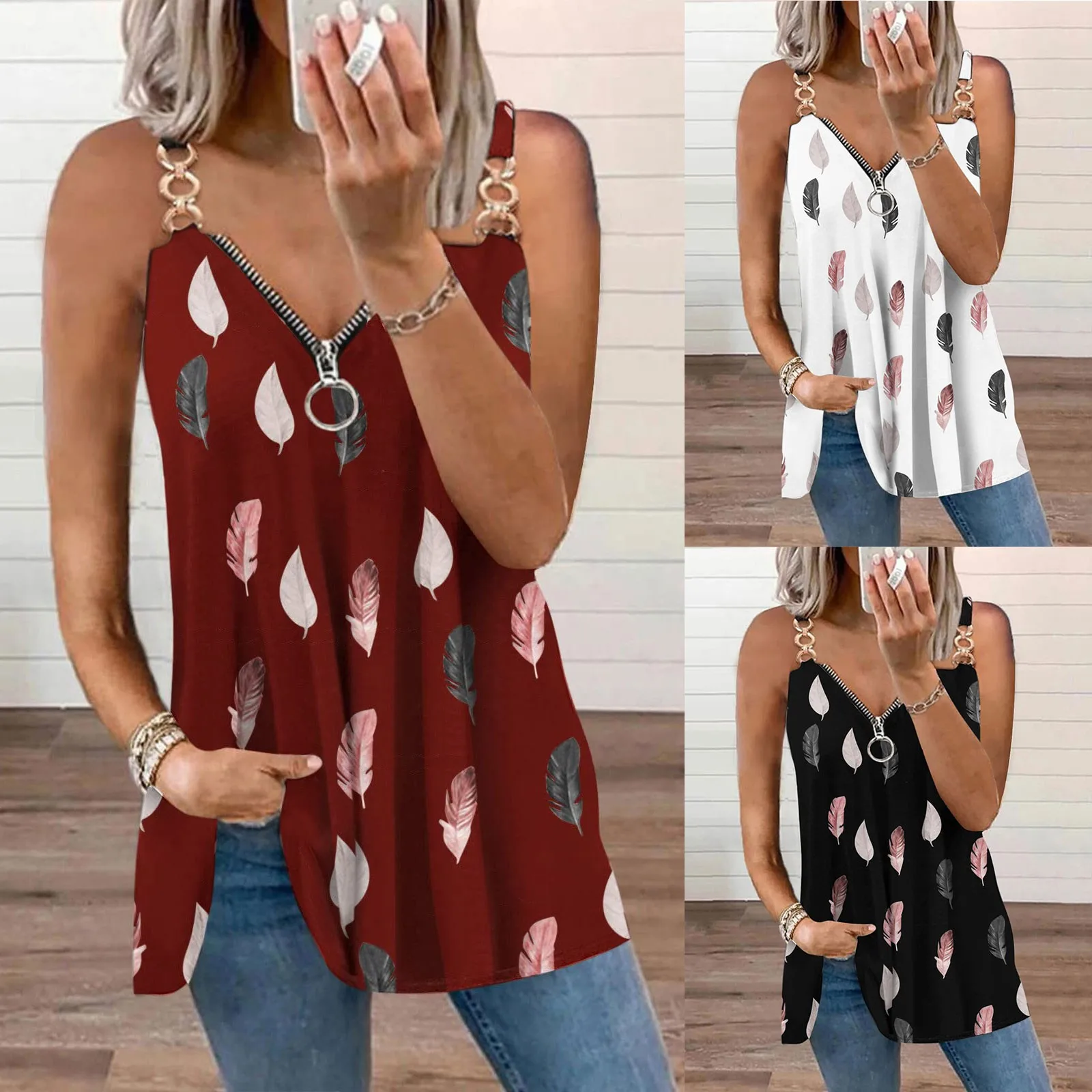 

Women Tank Top 2022 New Summer Printed Cami Tee Vest Bohemian Style O Neck Sleeveless Female Top Casual Large Size Loose Tank