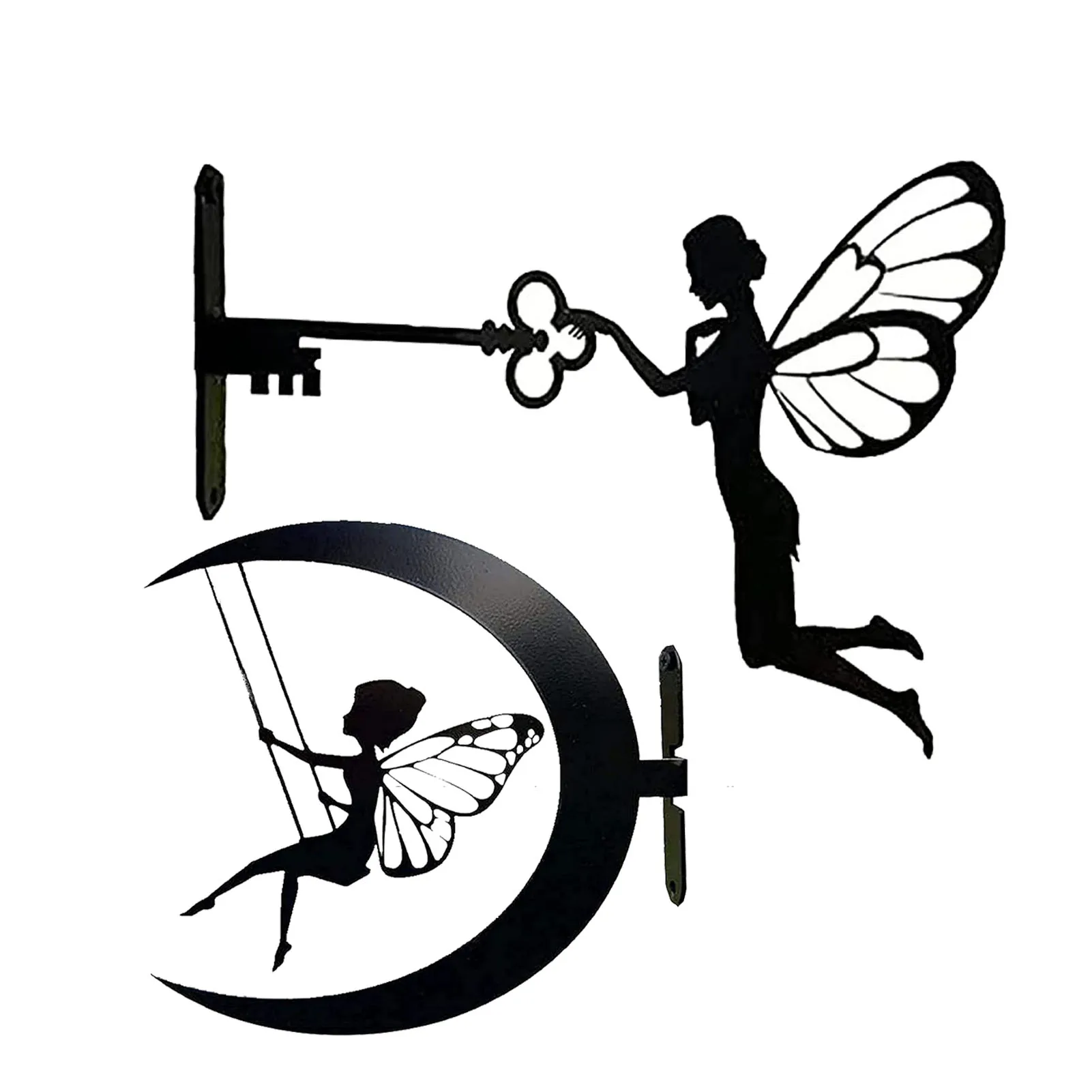 

Металлическая железная деревенская сидячая Фея силуэт садовая домашняя настенная Художественная Скульптура для дома задний двор газон па...