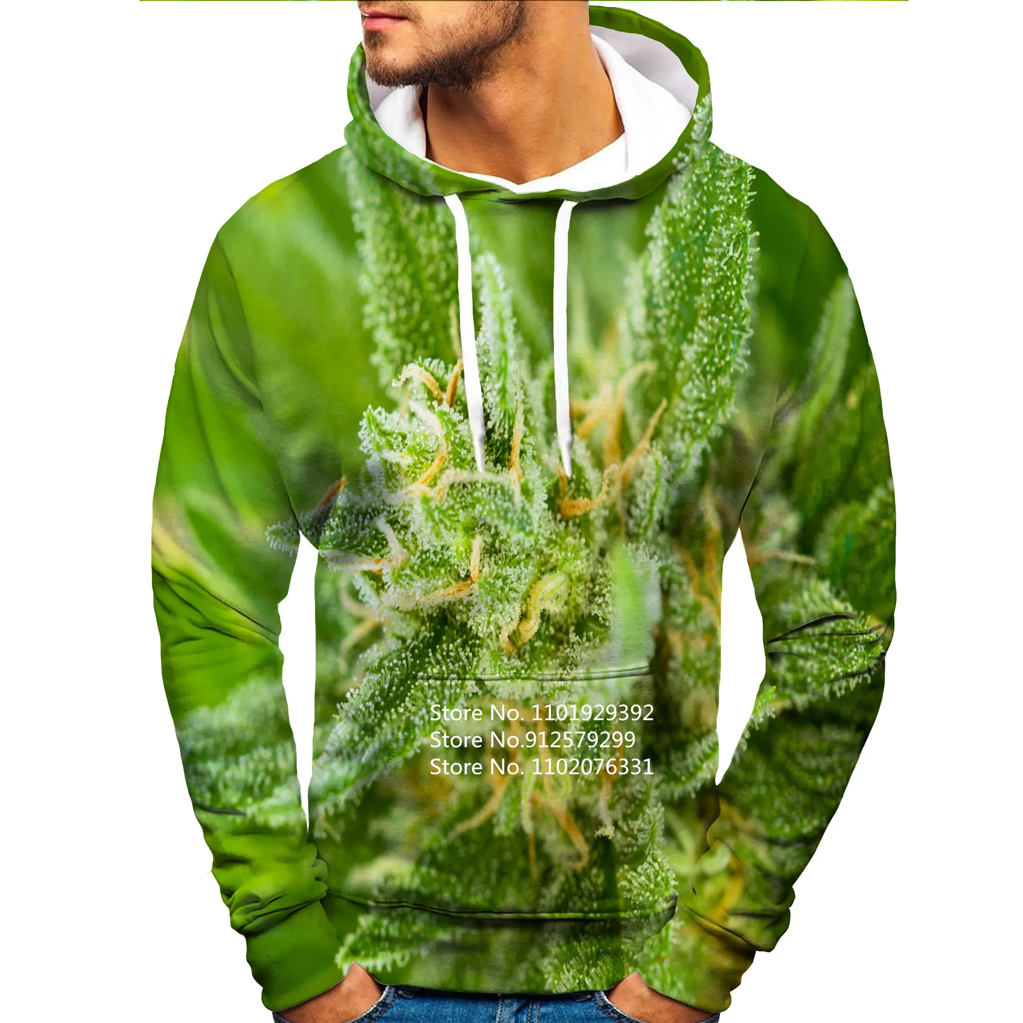

2023 Harajuku Pullover Tobacco Weeds 3D Hoodie Men/Women Printing Sweatshirts Green Leaves Funny Shirt