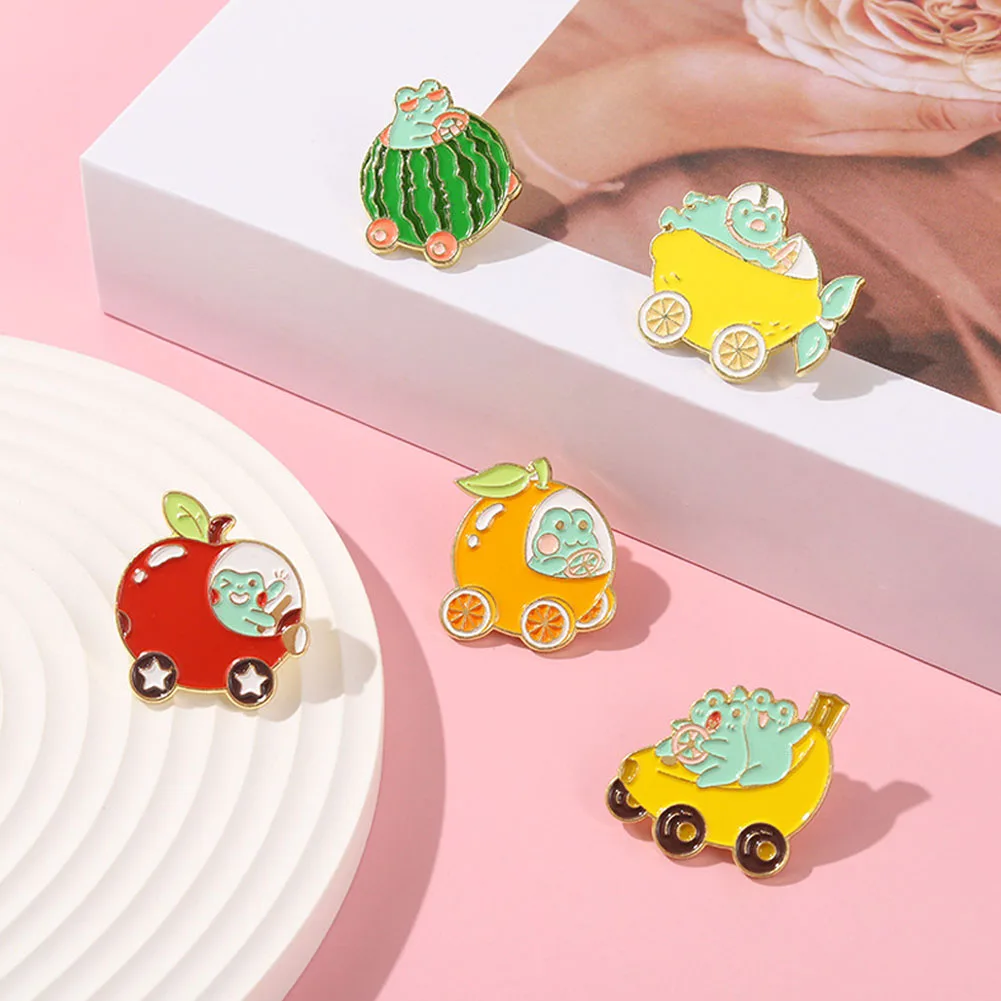 

Frog Fruit Cars Enamel Pin Lemon Watermelon Banana Apple Orange Brooches Lapel Pin Badge Jewelry Gift Freinds Accessories Custom