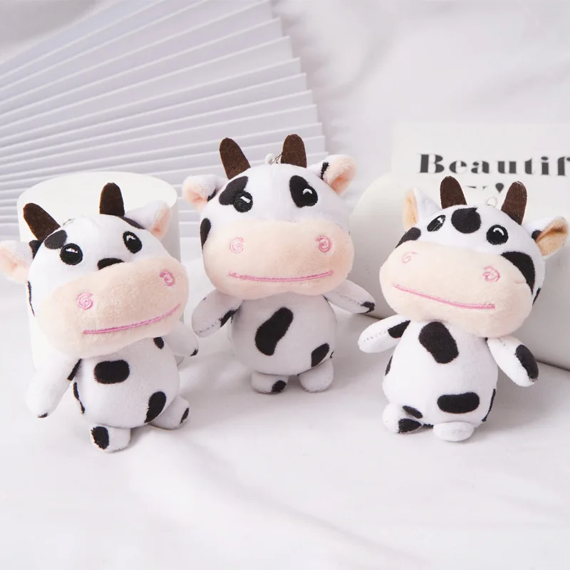 

1pcs Plush Cow Toy Keychain Soft Plush Filling Good Elasticity Doll Cute Cartoon Kawaii Black and White Spots Pendant Girl Gift