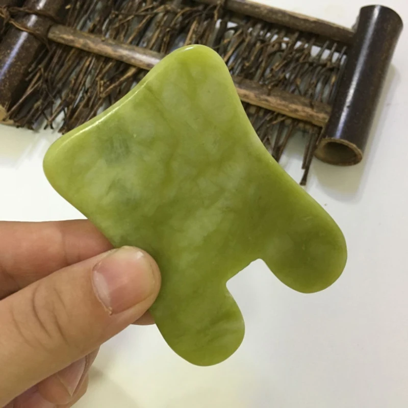 

Натуральный нефритовый ролик Guasha, скребок для кожи, бриллиантовый камень для лица, укрепляющий лицо, антивозрастной отечный массажер для гл...