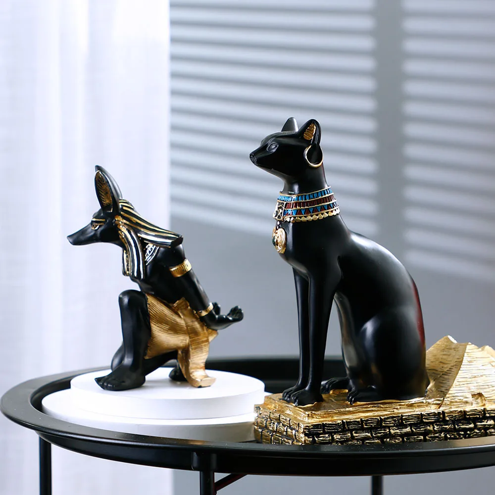 

Egyptian Anubis Dog God Cat God Creative Light Luxury Resin Wine Rack Slanting Red Wine Rack Ornament Wine Cabinet Decoration