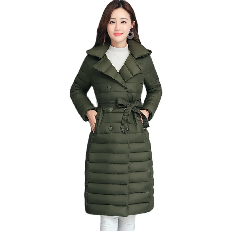 Winter Parkas Women New Down Cotton Padded Coat Middle Long Korean Middle-Aged Mother Hooded Jacket Manteau Femme Hiver L-3XL