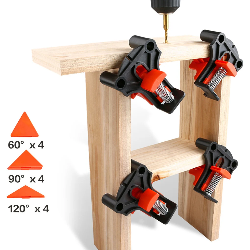 

2022 New 4 Pieces Angle Clamps 60° 90° 120° Woodworking DIY Corner Holders Plastic Portable Hole Punching Tools