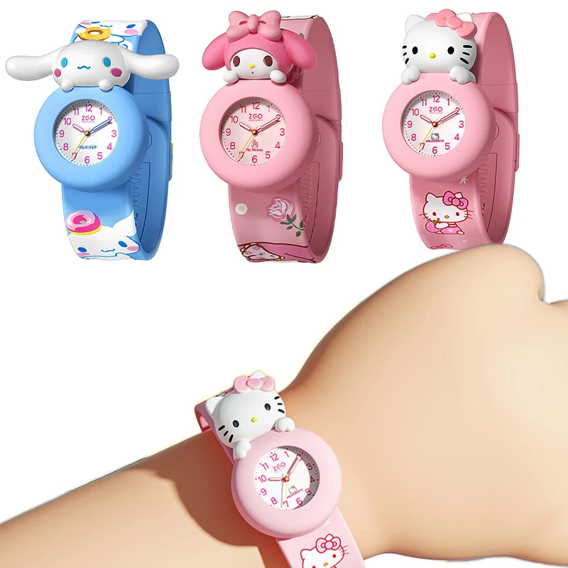 Детские часы Sanrio Kawaii Hello Kitty с рисунком из мультфильма Силиконовые кварцевые