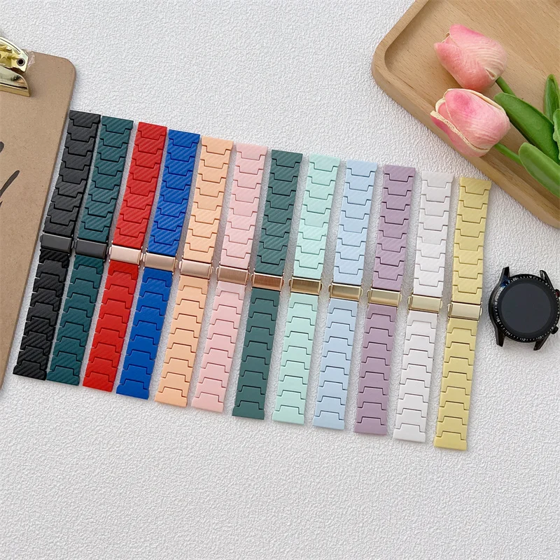 Carbon fiber Band For Samsung Galaxy watch 4/3/5/pro/classic/Active 2/Gear S3 20mm/22mm link bracelet Huawei gt 3-pro-2-2e strap