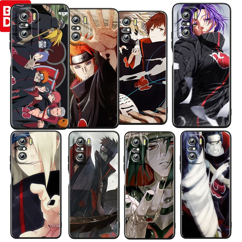 

Anime Naruto Akatsuki For Xiaomi Redmi K50 Gaming Pro 5G 10 9 9A 9C 9T 8 7 6 5 4X TPU Soft Black Phone Case Fundas Coque Cover