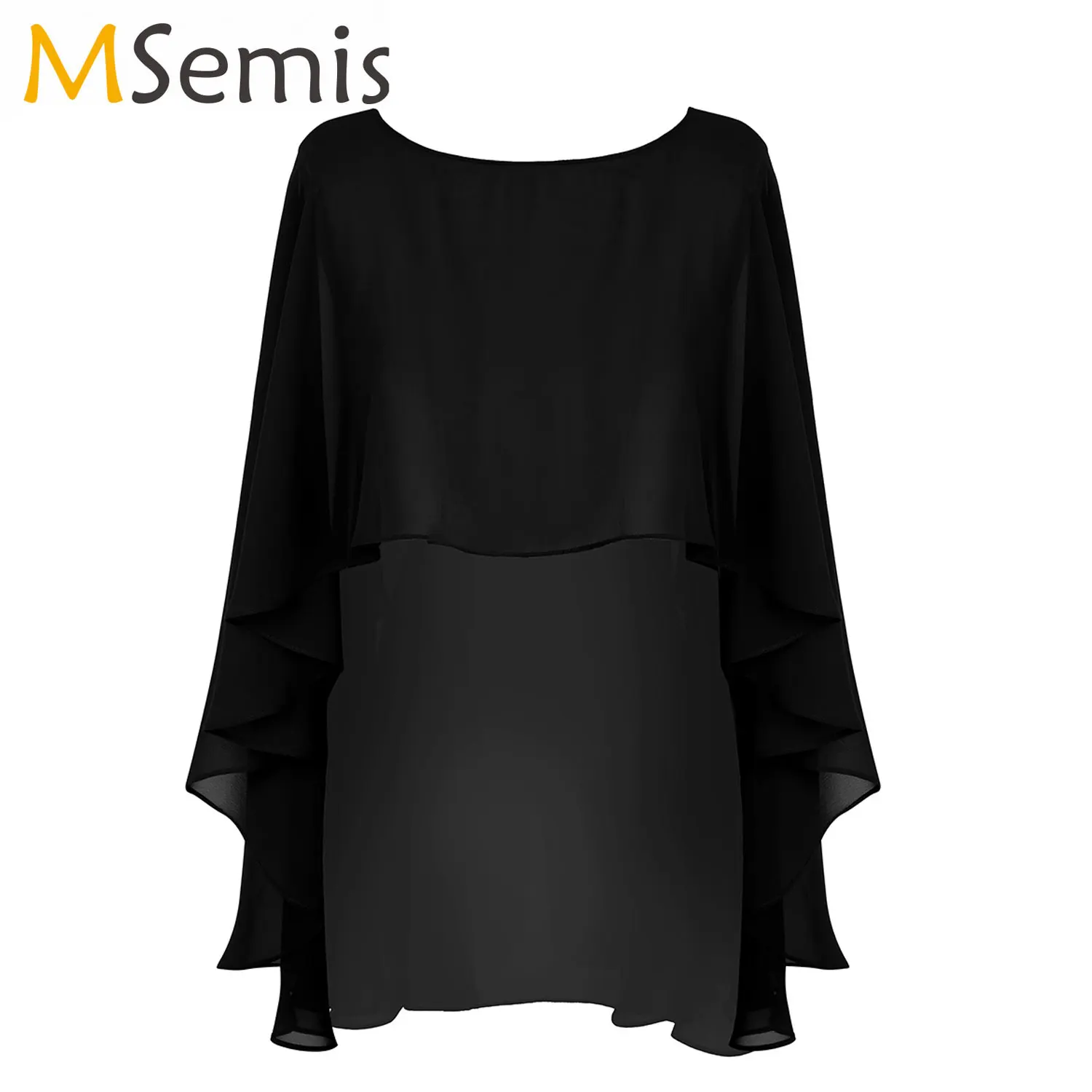 

Women's Chiffon Cape Shawl Lightweight High Low Shawl Ladies Bridal Wedding Capes Shrug Long Asymmetric Poncho Cape Casual Wraps