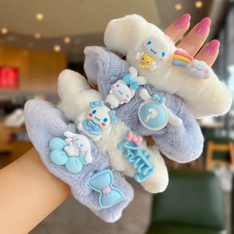 

Новинка кавайная Милая Sanrio Cinnamoroll плюшевая круглая веревка для волос в виде кишечника головной убор Jk Ins Девочка Рождественский подарок для ...