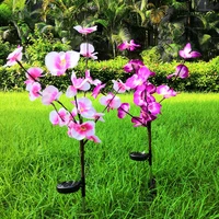 2pc solar powered garden flower light orchid decorative landscape lamp for pathwaypatioyardwarm white