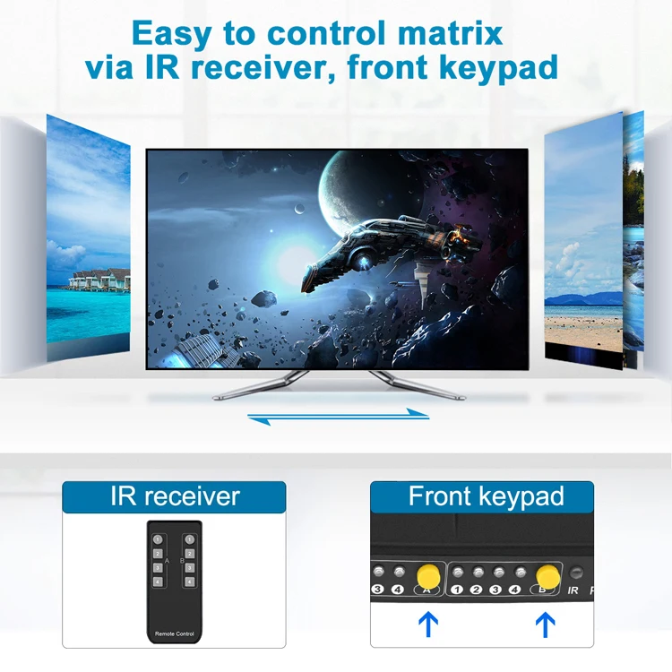 TESmart Matriz 4K HDMI 4x2 Matrix Switcher 4 input 2 output HDMI Switch Splitter 4x2 HDMI Matrix With IR S/PDIF