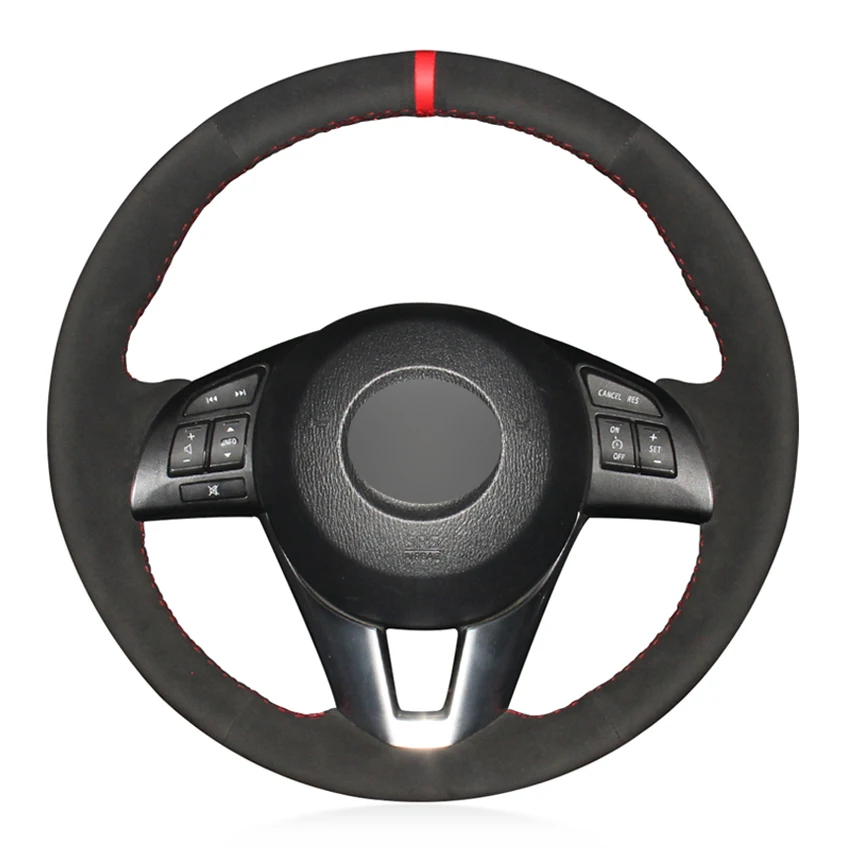 

Black Faux Suede Hand-stitched Car Steering Wheel Cover for Mazda 3 Axela Mazda 6 Atenza Mazda 2 CX-3 CX-5 Scion iA Toyota Yaris