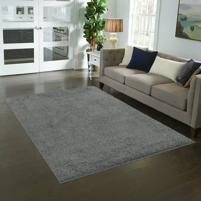 

Casual Gray Tufted Shag Area Rug, 5' x 7'