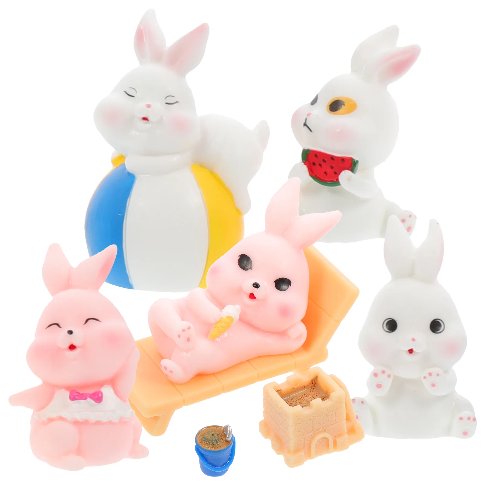 

8 Pcs Bunny Statue Home Ornament Bunny Figurine House Decorations Home Beach Bunny Decorate Mini Resin Rabbit