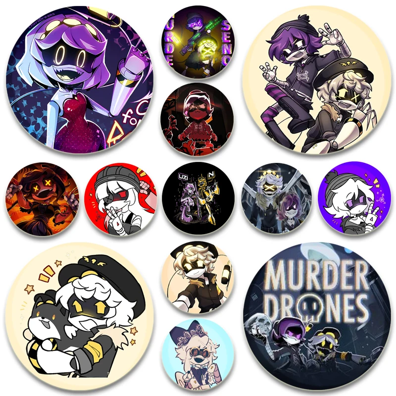 Фото Игра Аниме Murder Drone N V J Броши на рюкзаке Мультяшный значок Милая собака UZI Killers Эмалированные булавки Ювелирные аксессуары Подарки №1
