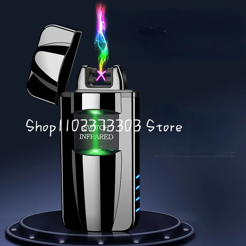 

New Sports Car Dual-arc Smart Laser Induction Dual-arc Windproof Lighter Power Display Smoking Accessories for Gift for Men