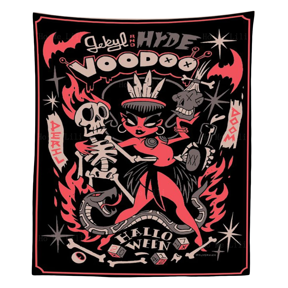 

Voodoo Tiki Art Skull Undead Pirate Vintage Rock Concert Halloween Themed Tapestry By Ho Me Lili For Livingroom Decor