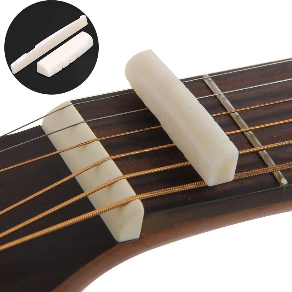 

Bone Bridge Pins Nail Nut Saddle Part for Acoustic Folk Guitar Cow Bone Upper and Lower Pillow, Piano Pillow, Wood Guitar Tool