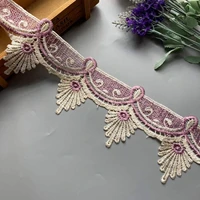2 yards purple flower lace trims for dress costume trimmings applique home textiles ribbon crafts sewing fabric 10 5 cm