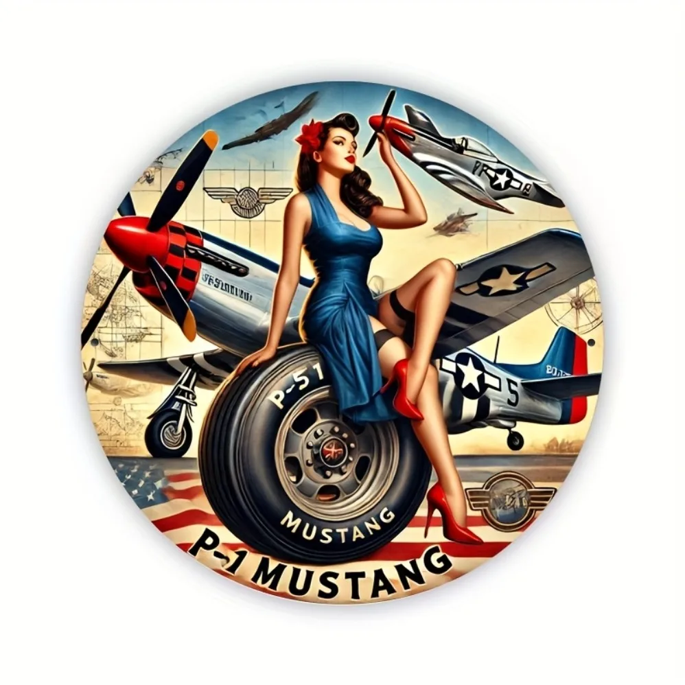 

Круглая табличка HELLOYOUNG P-51 Mustang из алюминия