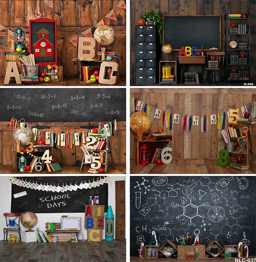 

Back To School Photography Background Classroom Chalkboard Wood Board Kids Birthday Portrait Customized Photo Backdrop